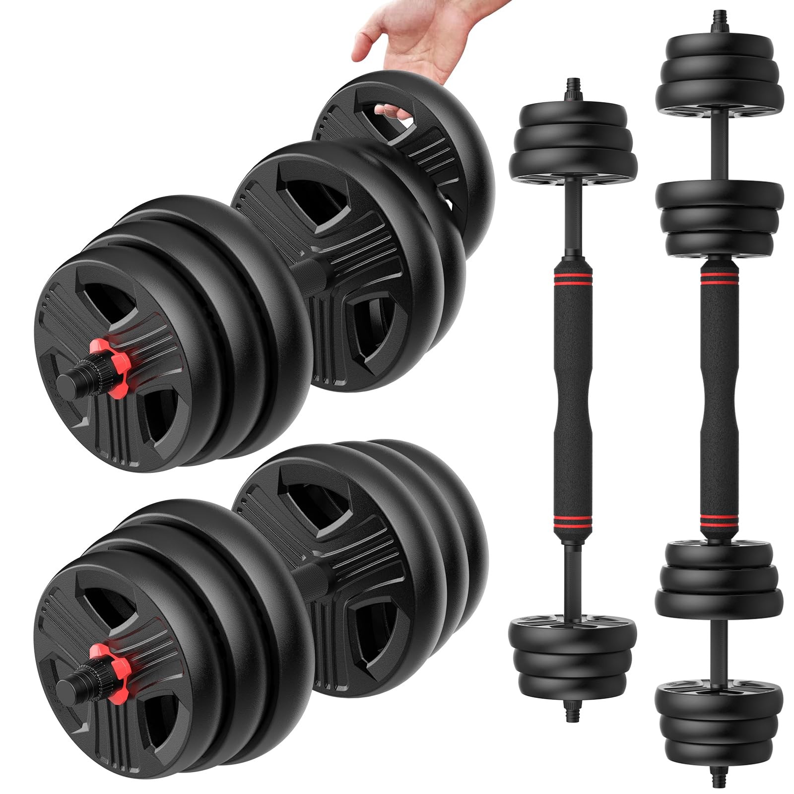 UKEEP Adjustable Dumbbells Set, 20/30/40/55/60/80lbs Free Weight Set Connector,