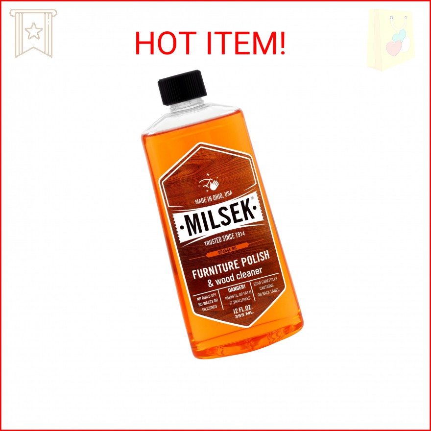 Milsek Furniture Polish and Wood Cleaner with Orange Oil - Multipurpose Cleaning