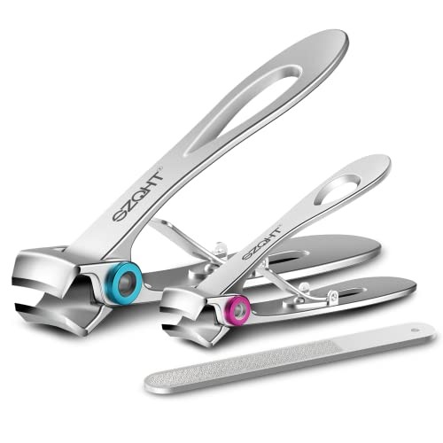 Extra Wide Jaw Opening Nail Clippers for Thick Nails Cutter 3 Piece Set Silver