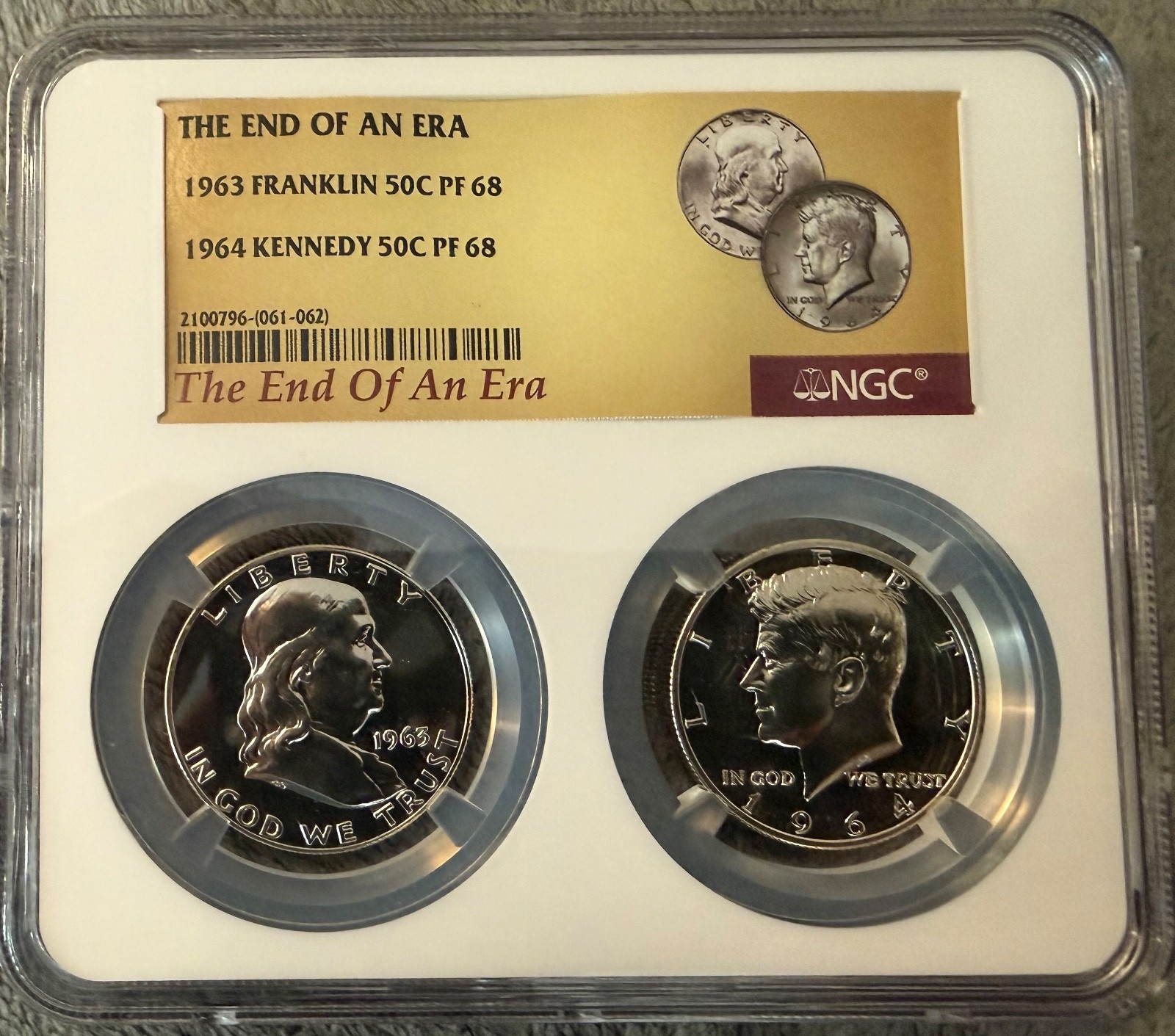 SALE - 1963 Franklin & 1964 Kennedy Half Dollar Proof Set NGC PF68 End of an Era