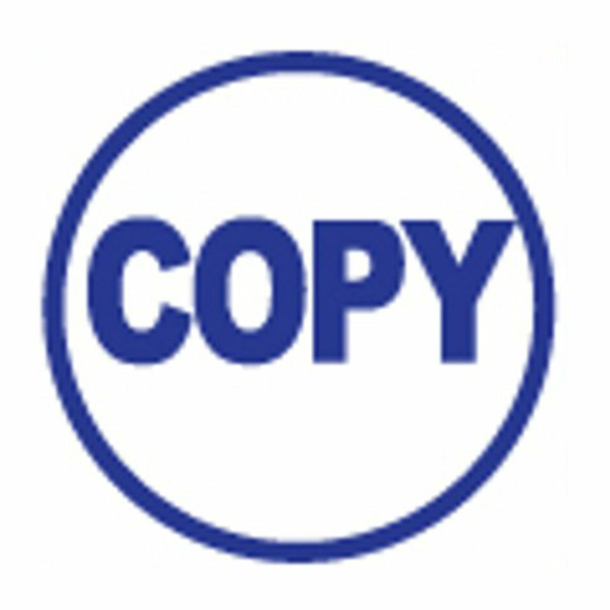 COPY Stamp, Pre-inked Blue, Shiny Brand, Round 5/8" Diameter Imprint