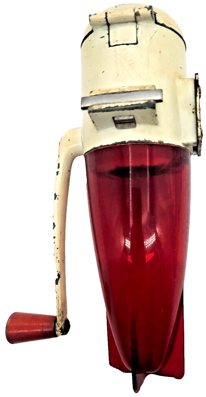 Vintage Dazey Model 160 Atomic Ice Crusher, Red, 1950s, Crank Handle, used (F7)