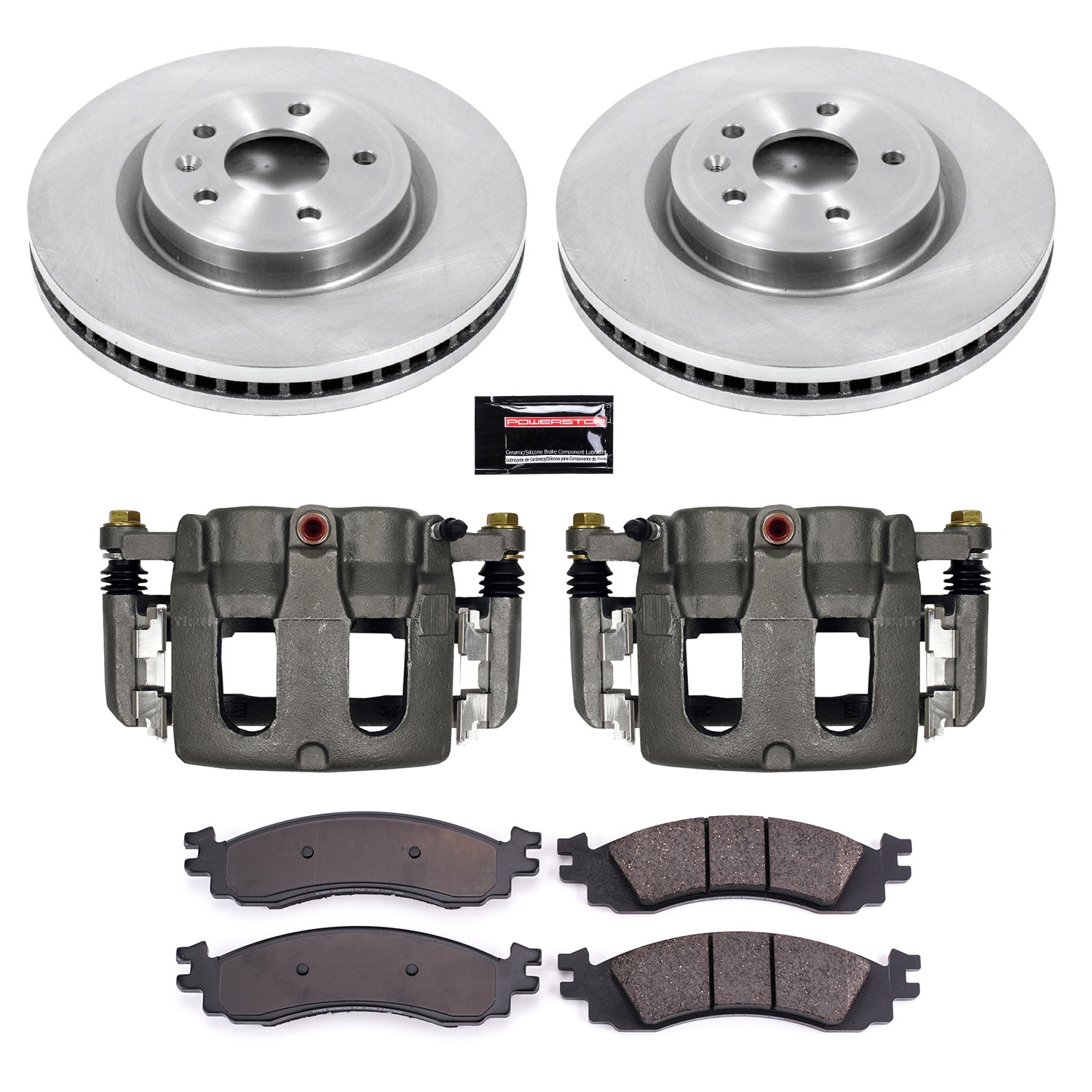 PowerStop OE Stock Replacement Low-Dust Ceramic Brake Pad, Rotor and Caliper Kit