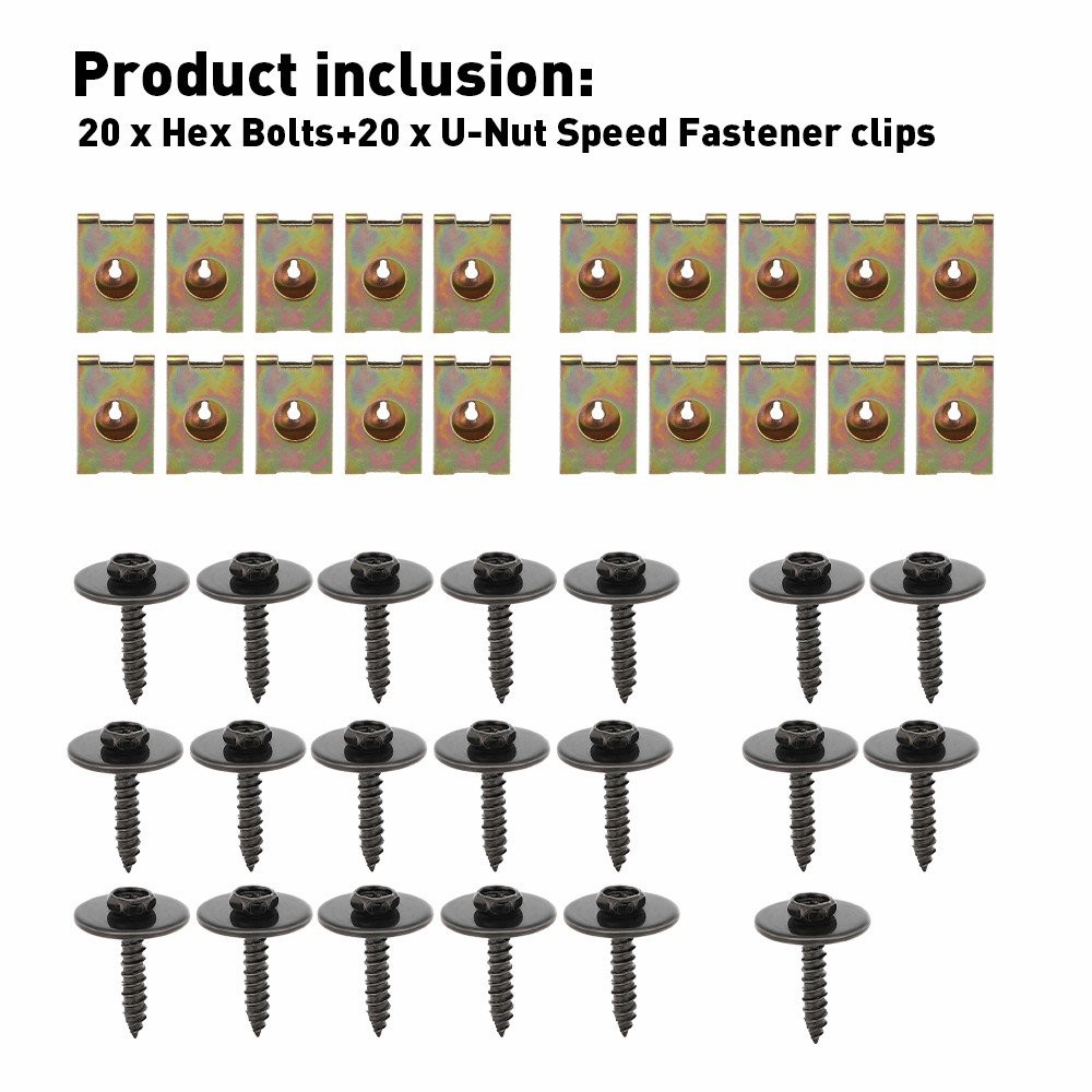80PC Splash Shield Guard Bumper Hardware Kit Body Bolt Screw U Nut Clips for BWM
