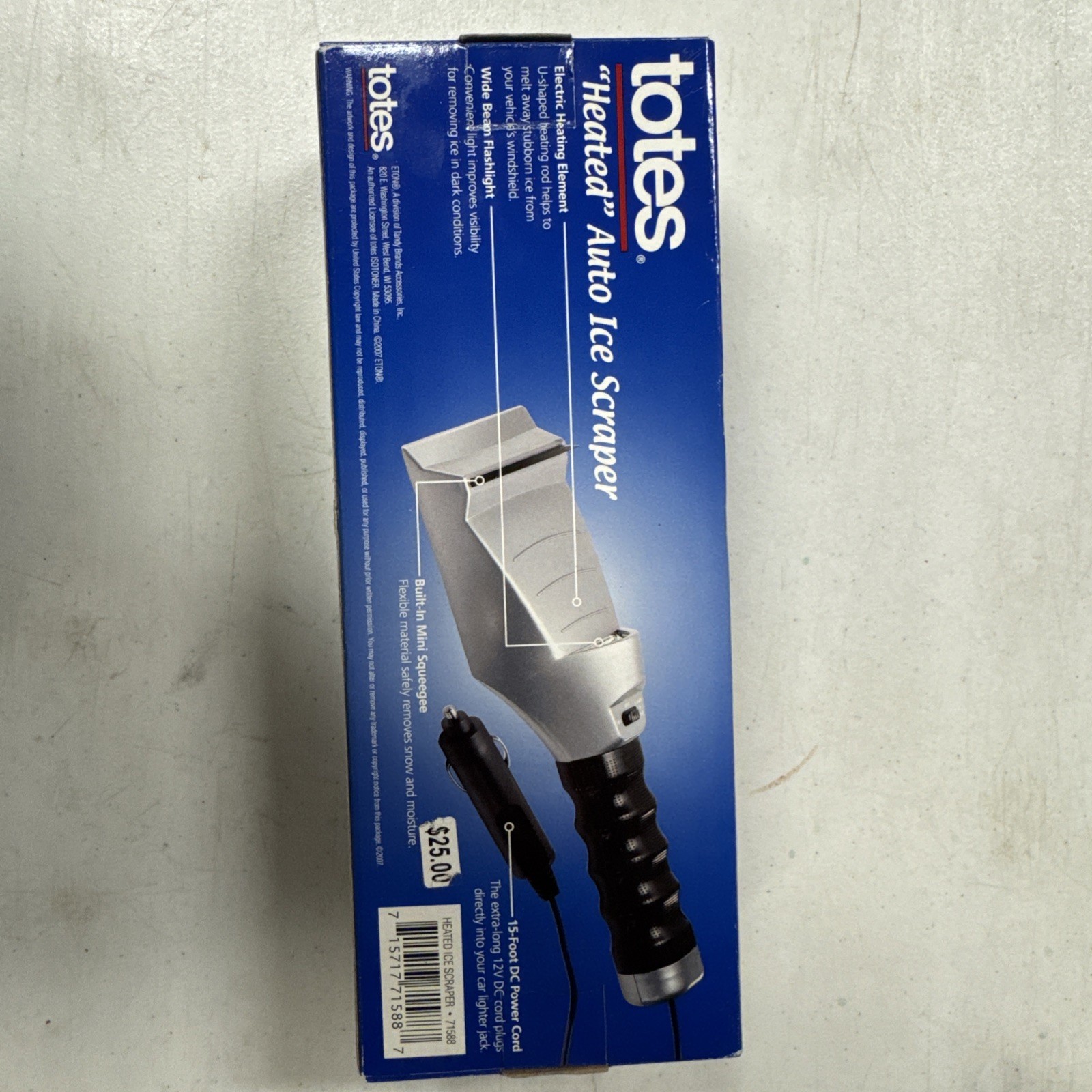 Totes Heated Auto Ice Scraper & Squeege 15 Ft 12 V DC New