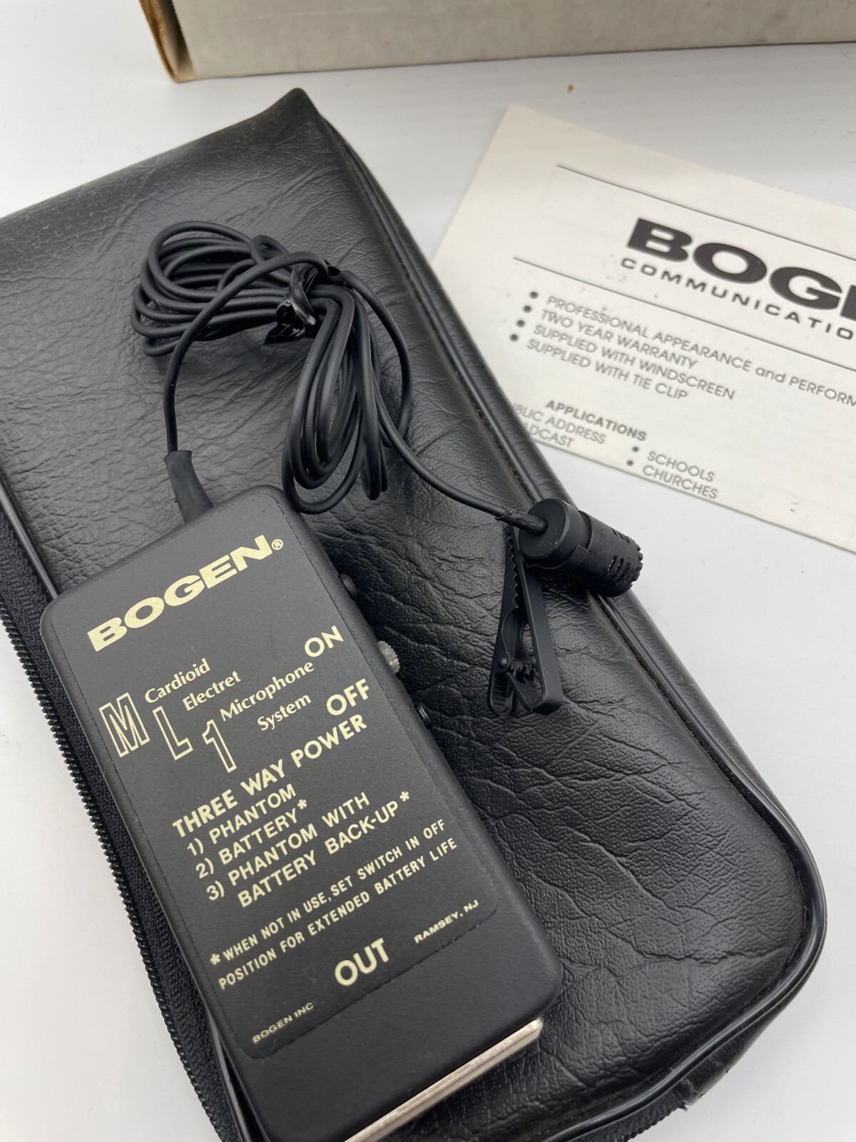 Bogen ML-1 Lavalier Microphone | Condenser Lo-Z | Power Pack