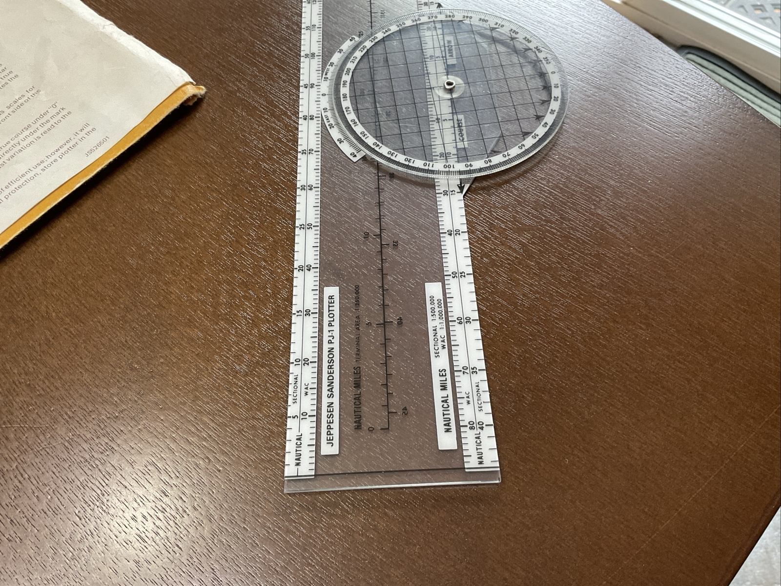 Vintage 1976 Jeppesen PJ-1 Rotating Azimuth Plotter With Original Sleeve