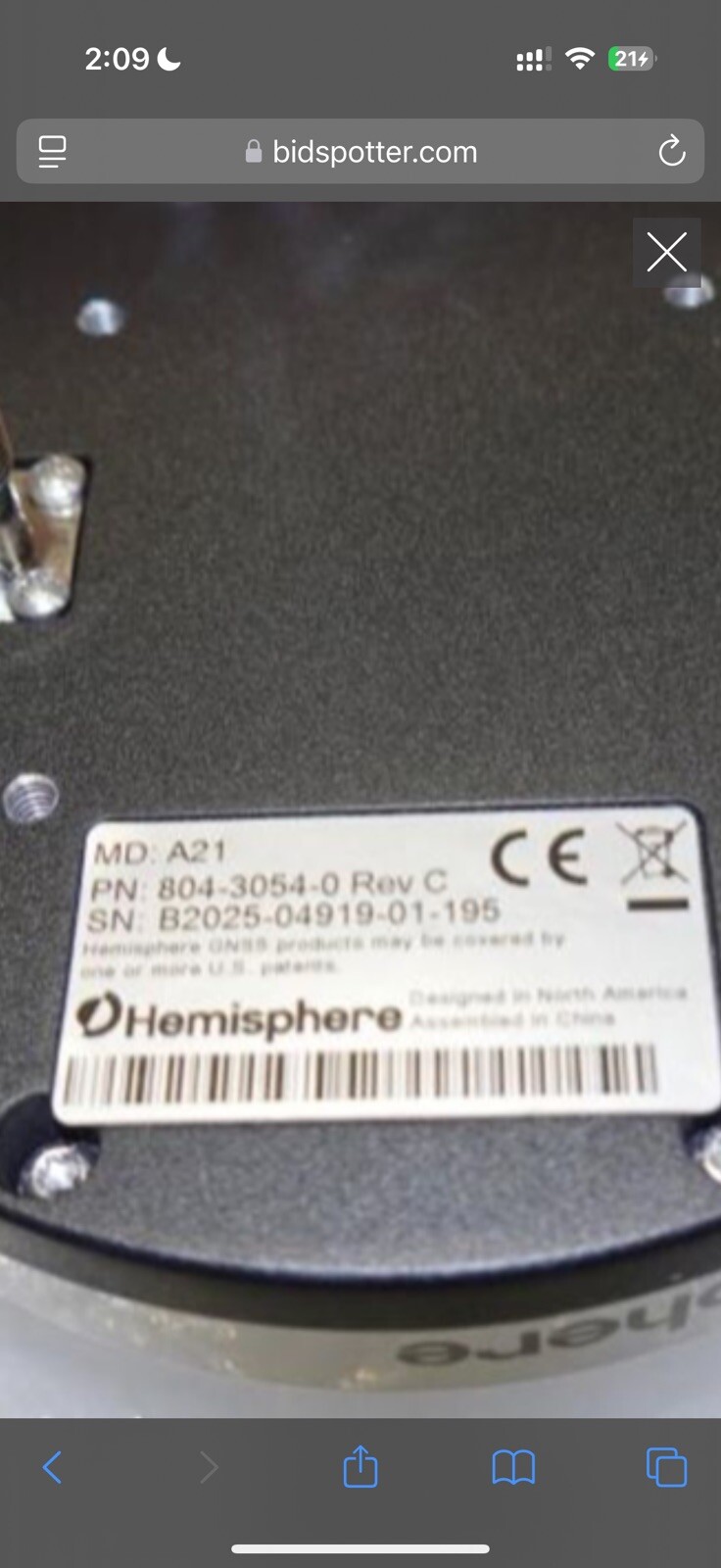 USA Seller Hemisphere A21 GNSS Antenna P/N: 940-2068-000 New Open Box