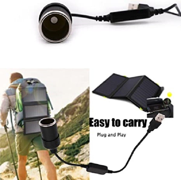 USB To 12V Car Cigarette Lighter Female Socket Converter Adapter Cable Connector