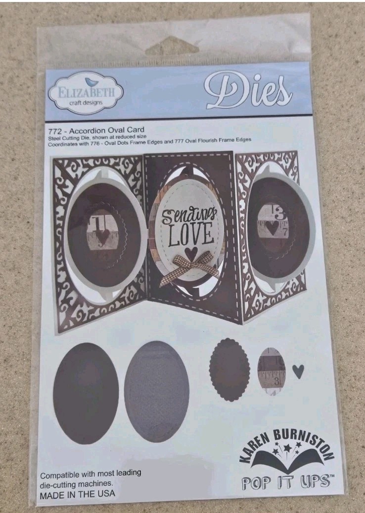 ELIZABETH CRAFT DESIGNS METAL DIES ACCORDION OVAL CARD 772 KAREN BURNISTON POP