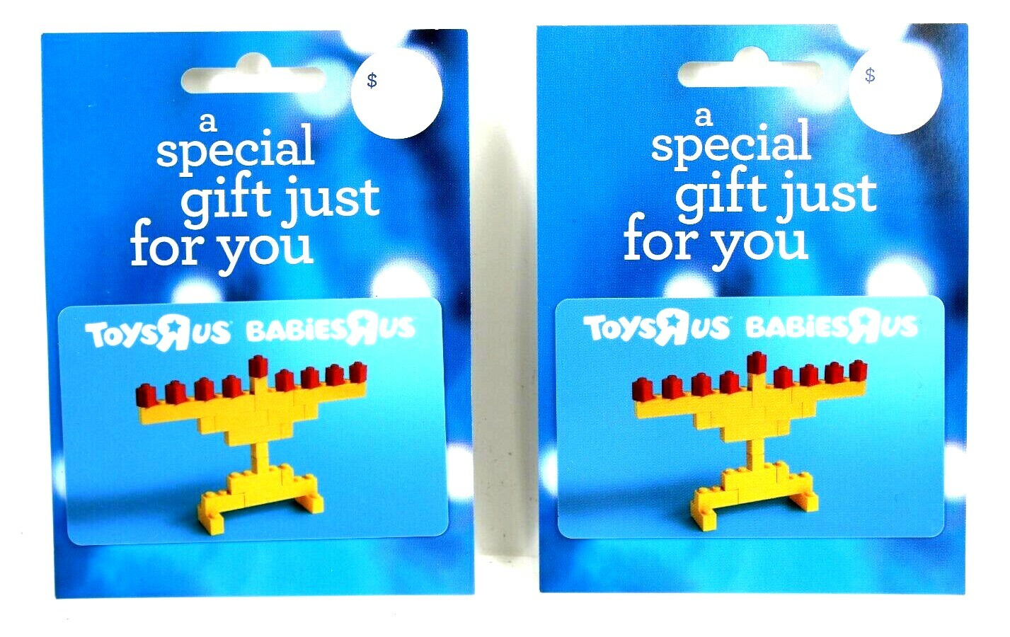 Lot of 2 - Toys R Us Hanukah Holiday Menorah Collectible Gift Card Store Rare