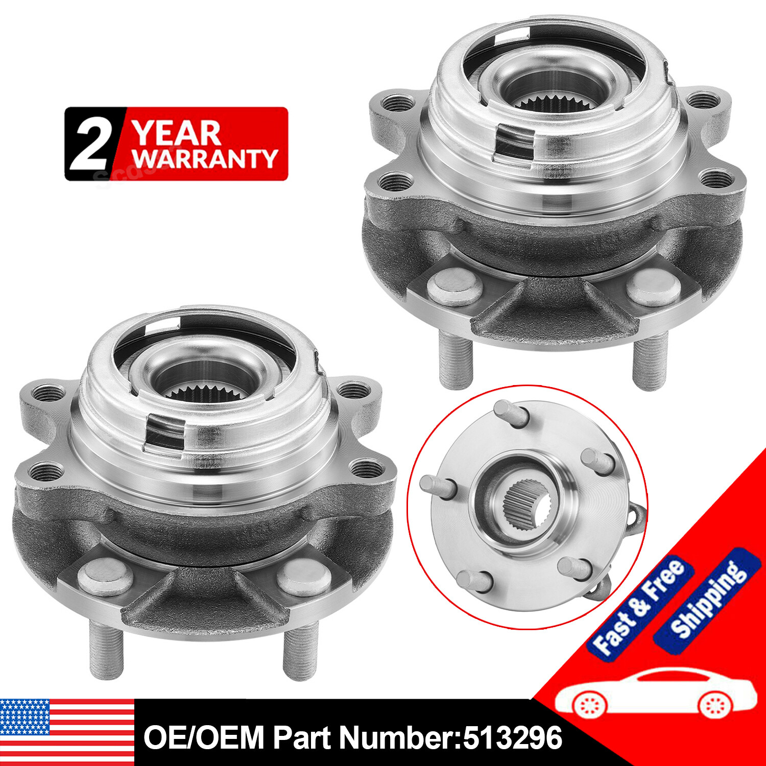 2pcs Front Wheel Hub Bearing Assembly For Nissan Altima Maxima Murano JX35 QX60