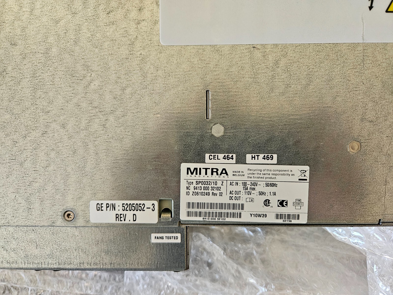 GE Logiq E9 Power Supply Model 5205052-5
