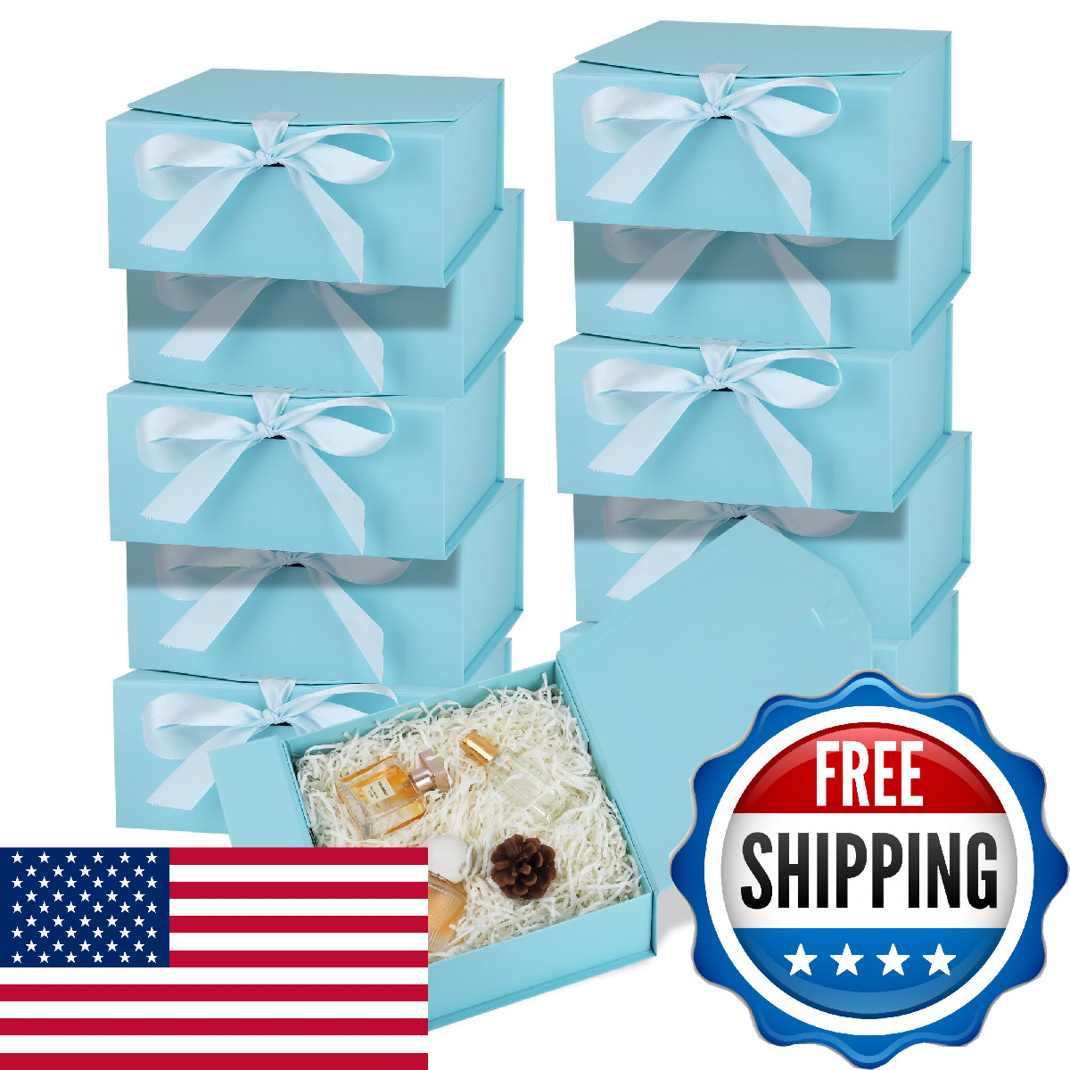 OEMVALATY 10-Pack Gift Boxes,9.5x6x3 Inch Magnetic Gift Boxes with Lids for Pres