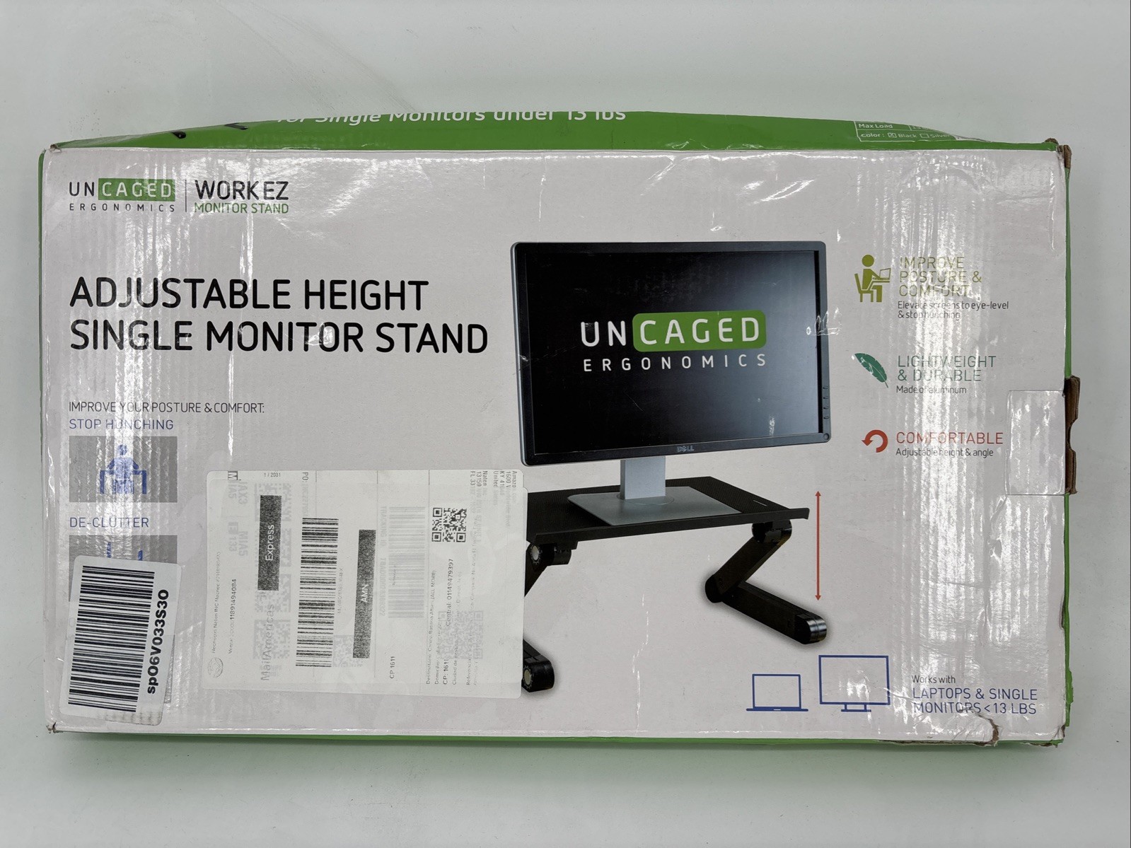 WorkEZ Monitor Stand for Desk - Adjustable Height  Single Monitor Mount