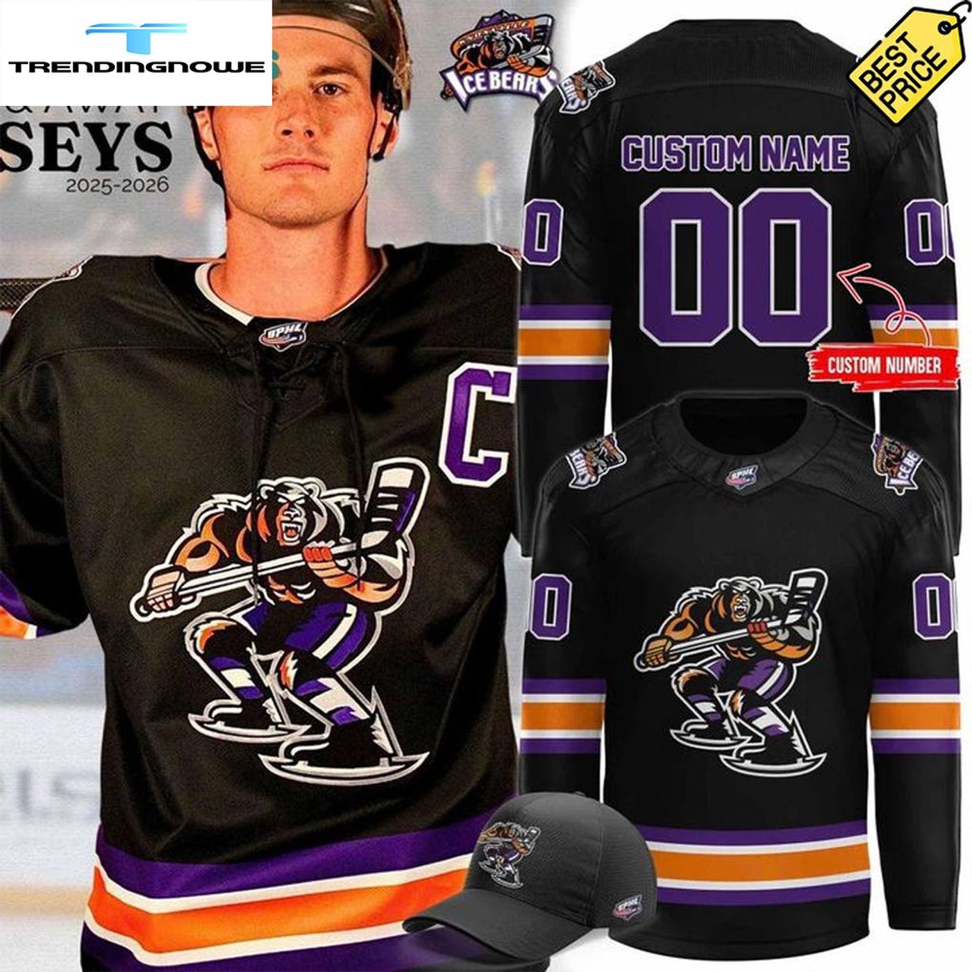Personalized Knoxville Ice Bears Special New Season 25-26 Black Hockey Shirt