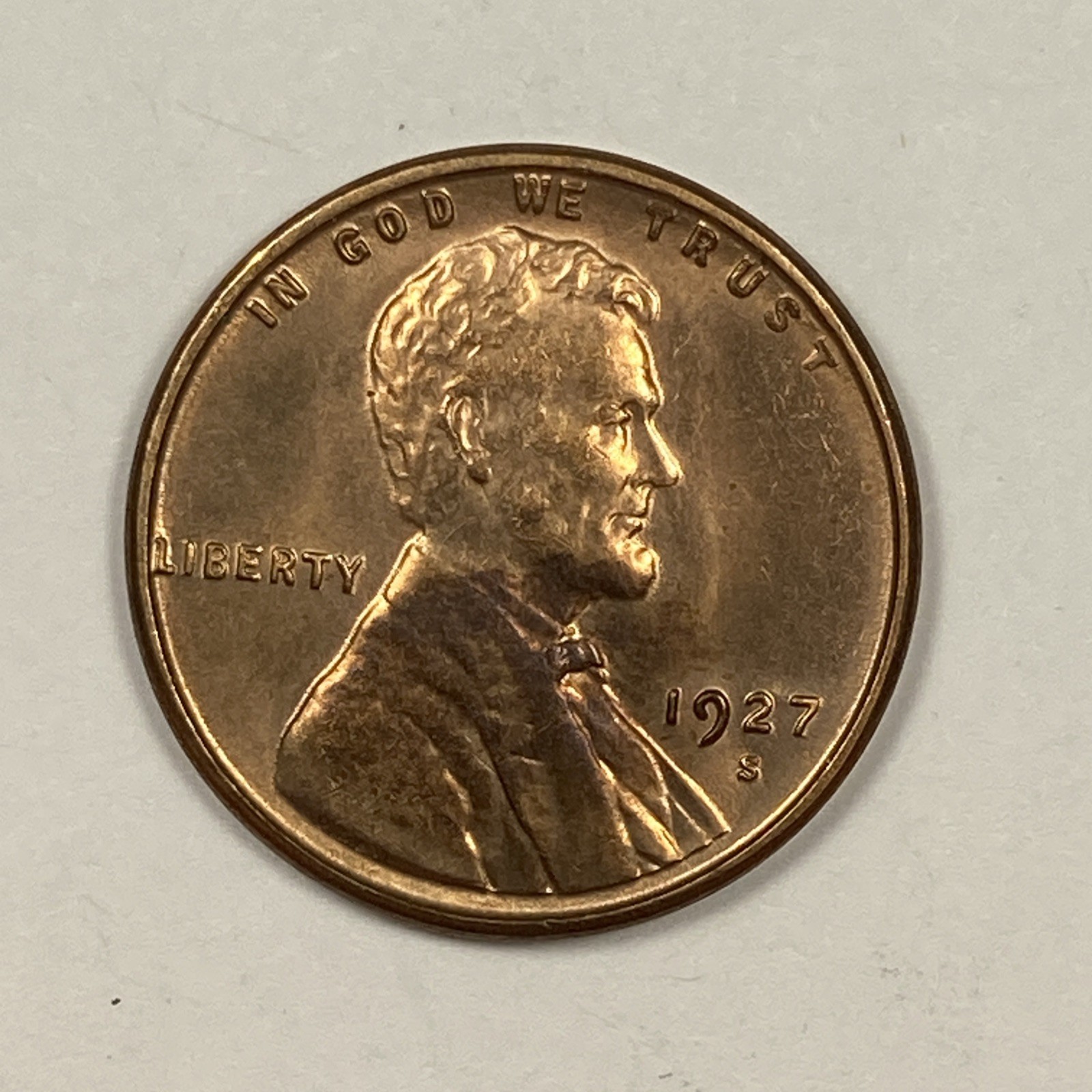 1927-S Lincoln Cent .01. Gem Red & Brown BU.