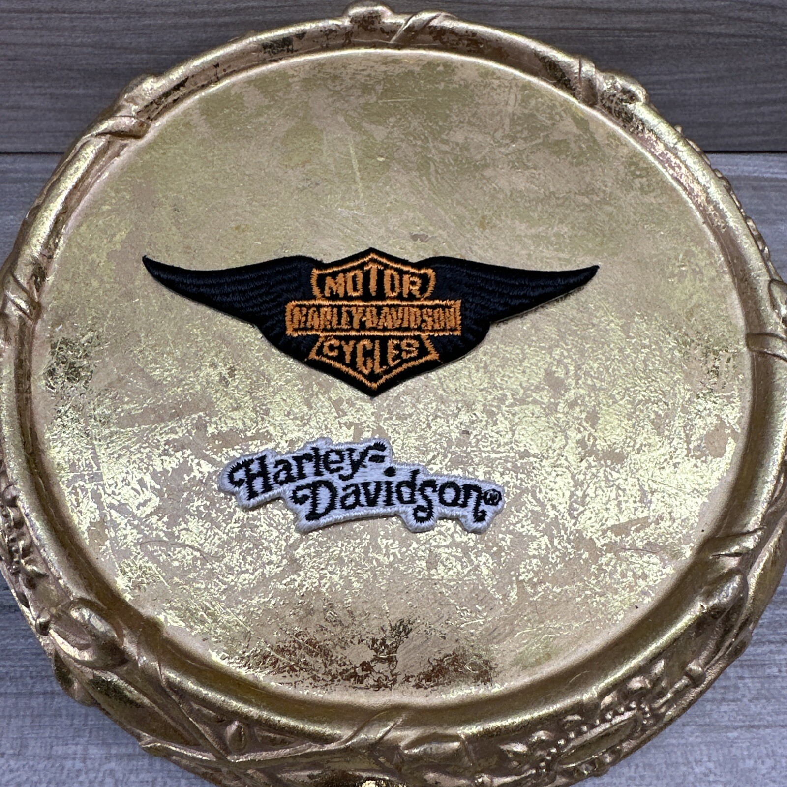 Harley Davidson Patch Shield & Eagle Wings Emblem & Small Harley Davidson-White