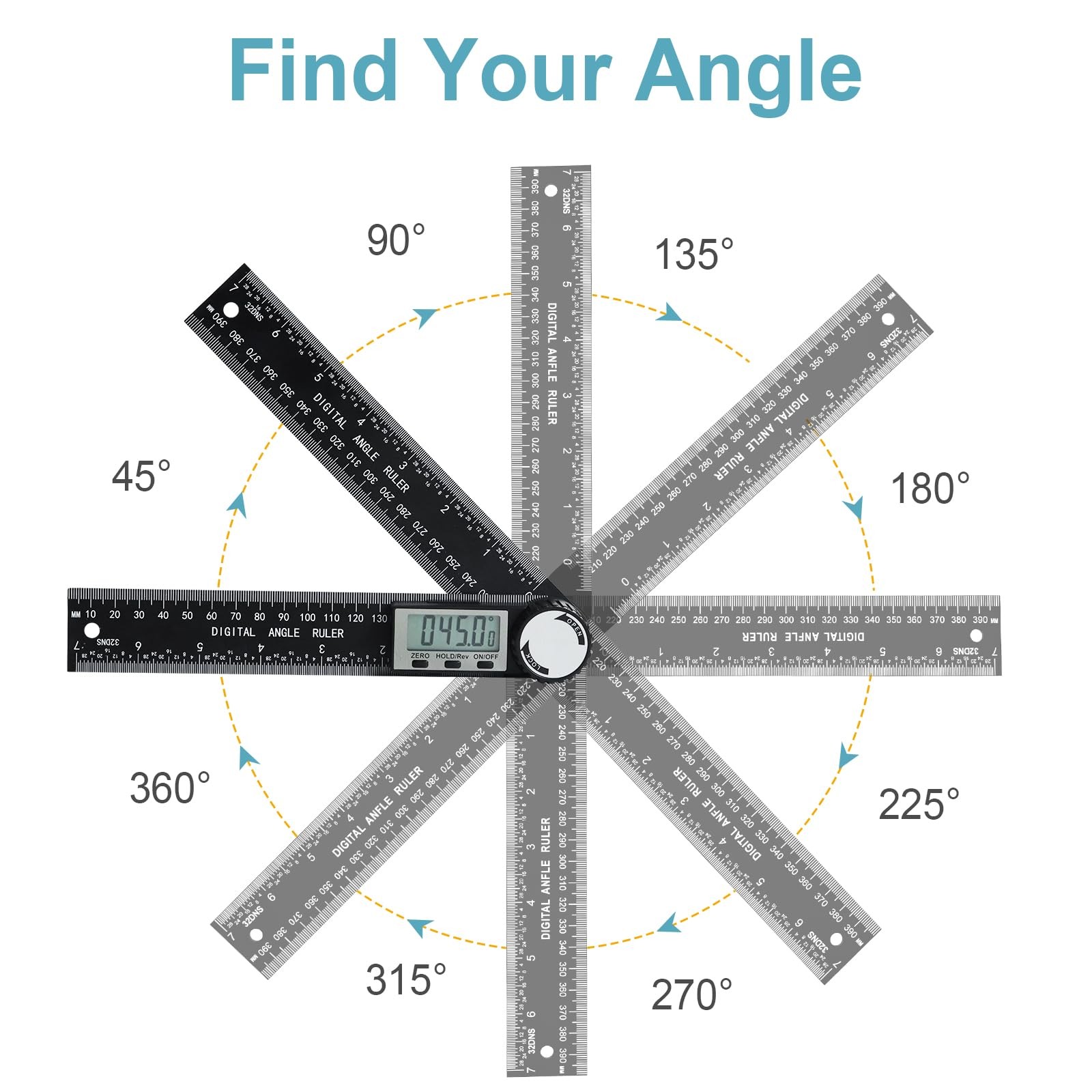 Digital Protractor Angle Finder, 7-Inch Angle Finder & Angle Measuring Tool | AB