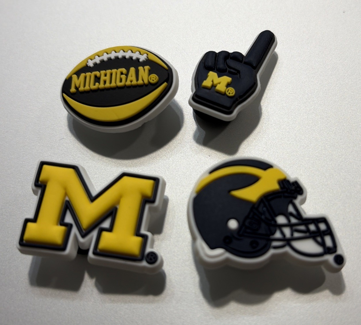University of Michigan Clog Charms (set of 4) NEW [Compatible w. Crocs]