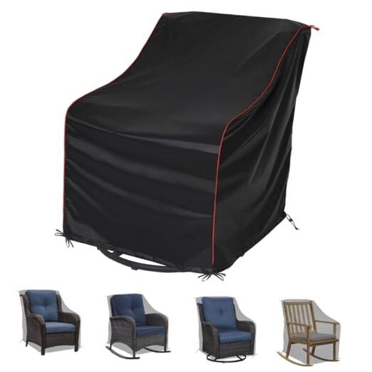 Patio Chair Covers (34" L X 29w X 35" H)，All Weather Black - 1 Piece