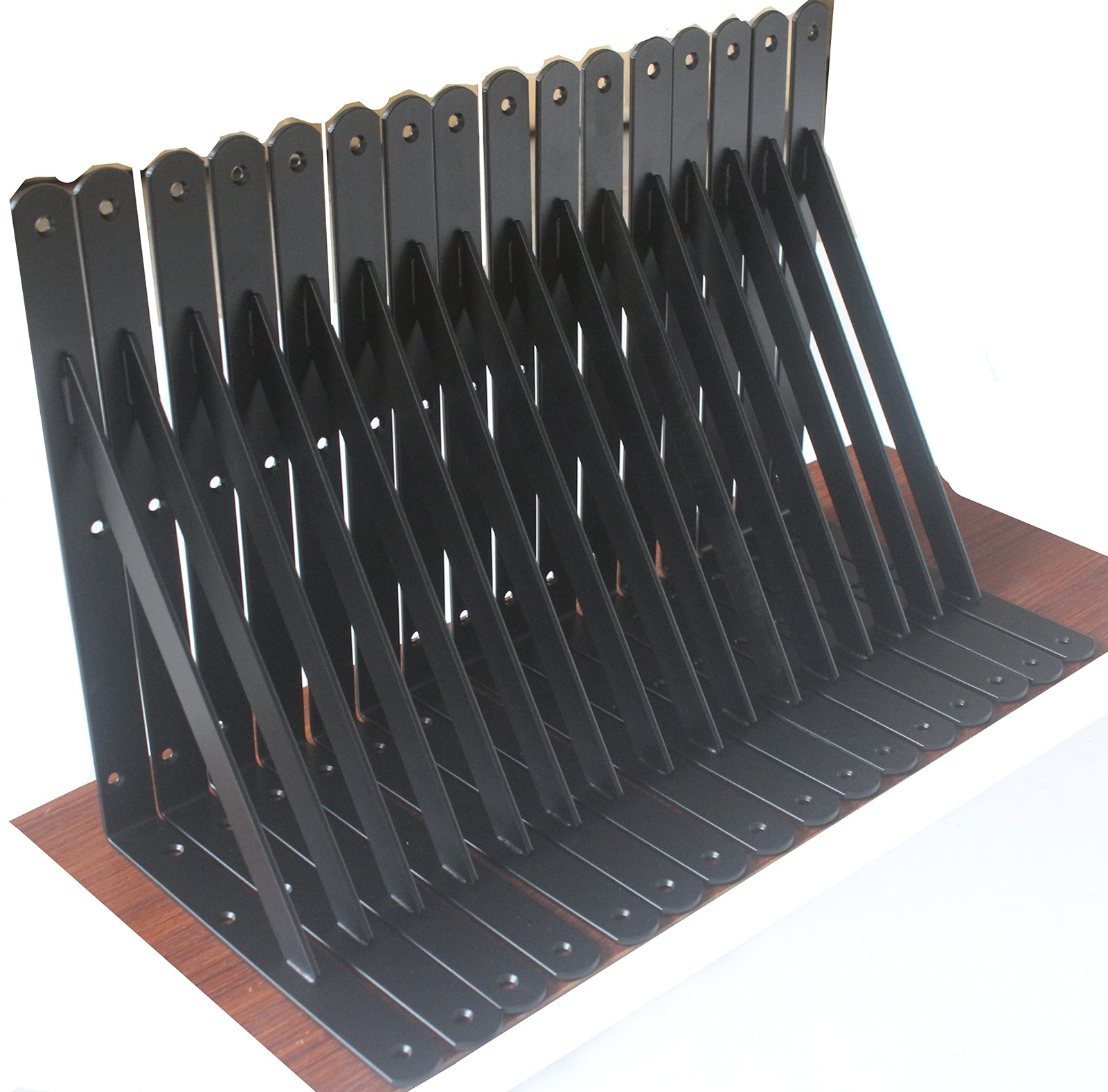 8 Pack L12" x H 8" Black Heavy Duty Shelf Brackets W/ Screws Metal,Shelf Support