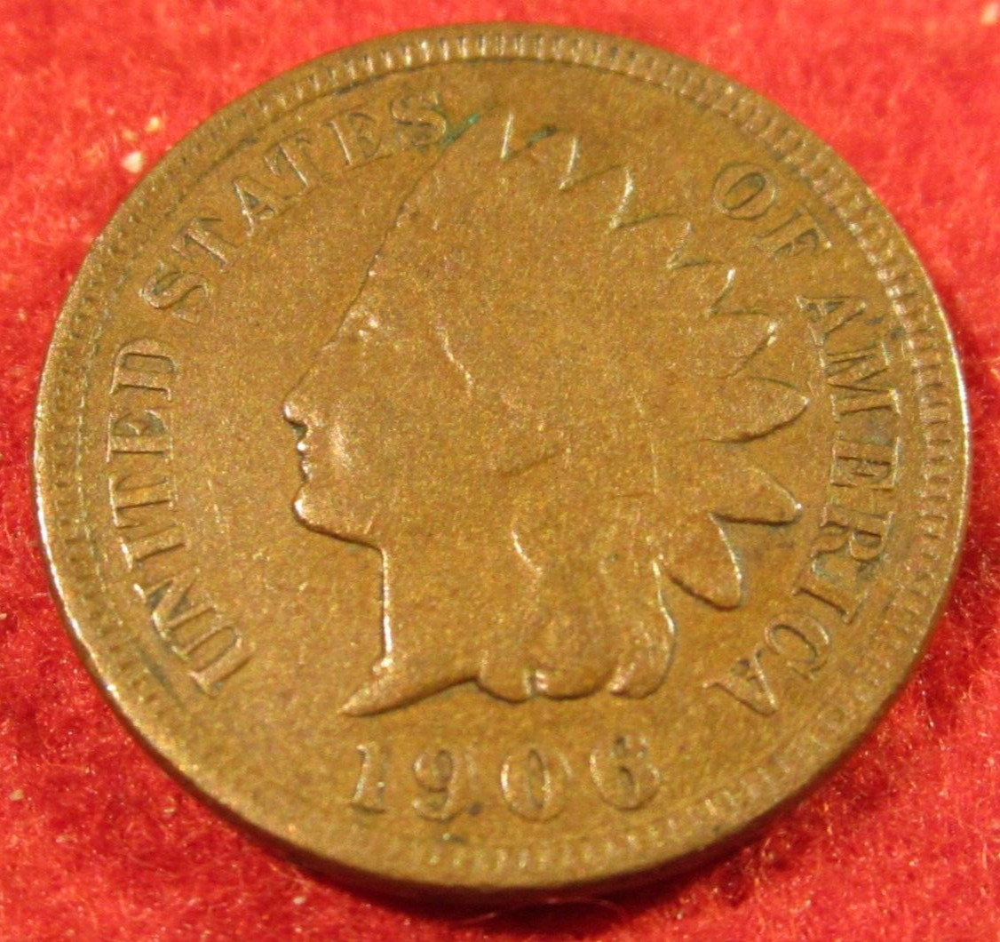 1906 (P) Philadelphia Indian Head Cent/Penny w/Full Liberty - Actual Coin A24
