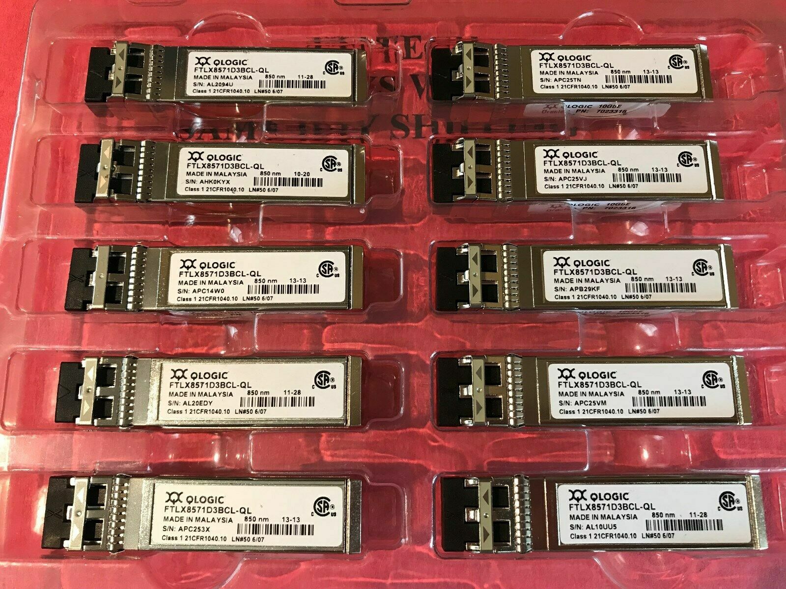 NetApp X6600-R6 Qlogic 10Gb SFP+SR 850nm MMF transceiver module w/90 days WRTY