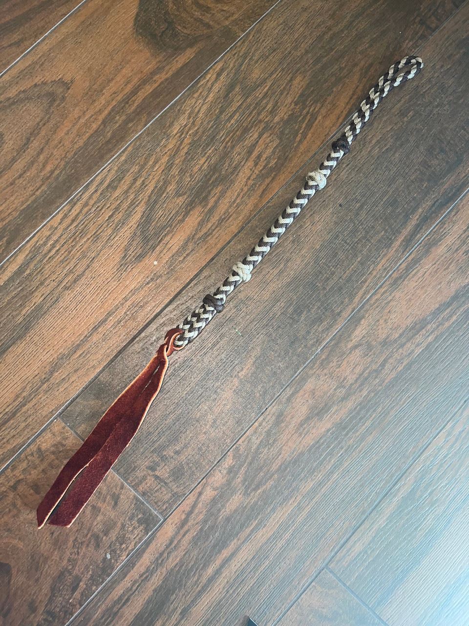 Quirt Hand Braided Paracord Tan & Brown Soft Quirt Whip Horse Tack 17" EPT
