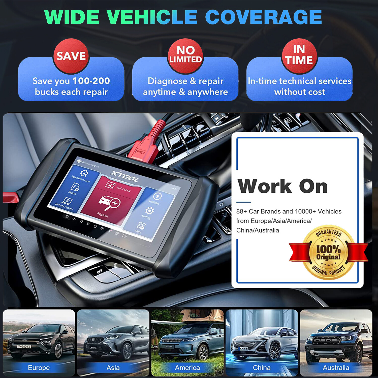 XTOOL IP616 Automotive Full System OBD2 Scanner Diagnostic Tool Key Programmer