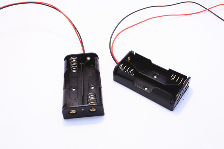 2PCS Plastic Battery Storage Case Box Holder For 2 X AA 2xAA 3V with wire leads