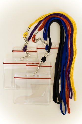 Lot 25 SEALABLE ZIPPER LOCK ID CARD BADGE HOLDER WITH NECK LANYARD FREE SHIP
