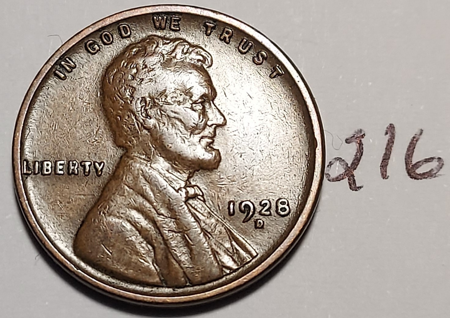 1928-D Lincoln Wheat Cent EXTREMELY FINE #216