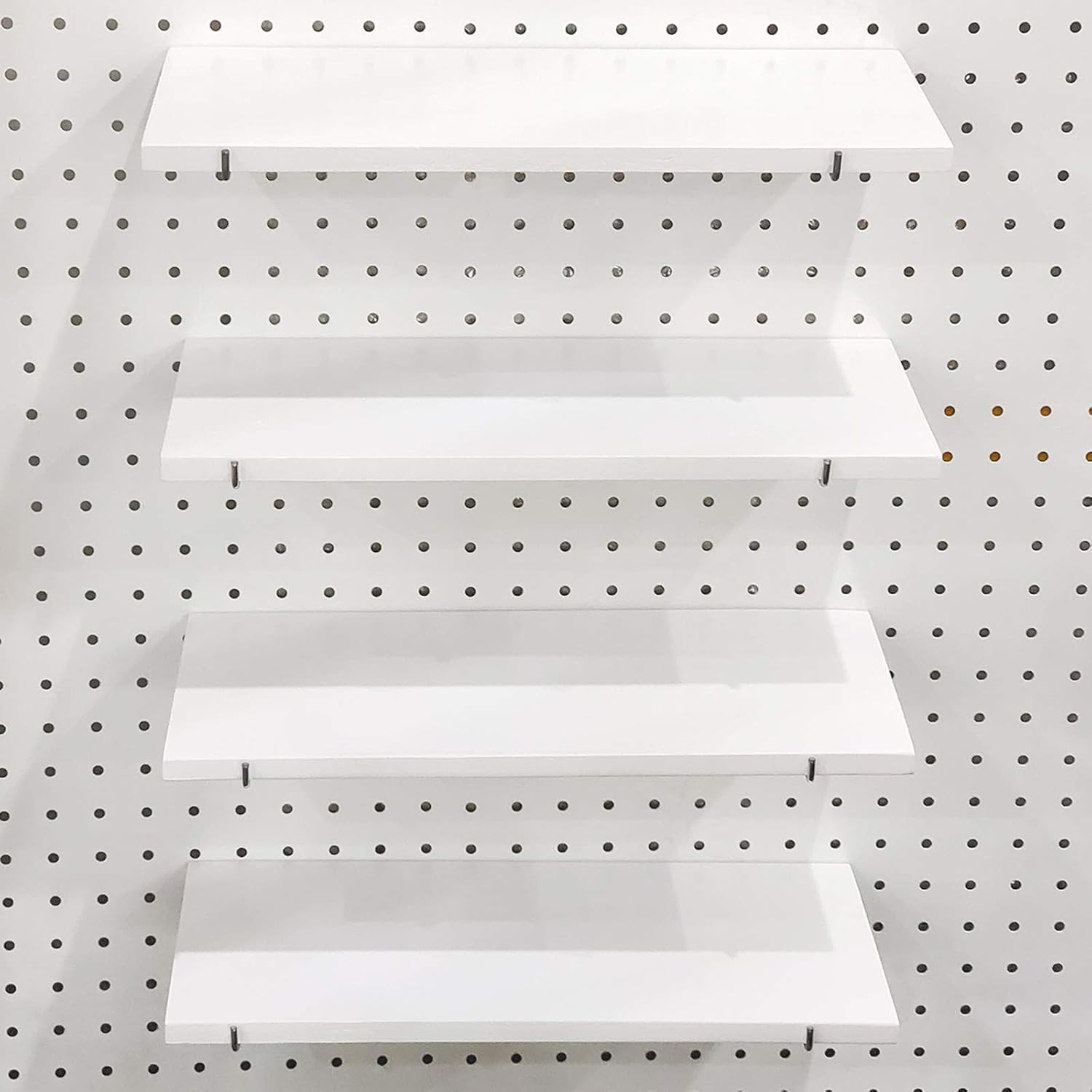 Pegboard Shelves with Steel Brackets - Organizer with Pegboard Hooks for Home, G