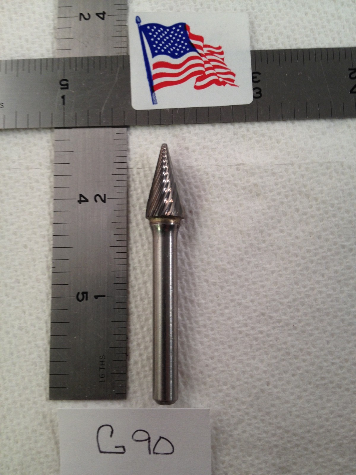 1 NEW FALCON / SGS 1/4" SHANK CARBIDE BURR SM-4 SINGLE CUT. CONE SHAPE (G90)