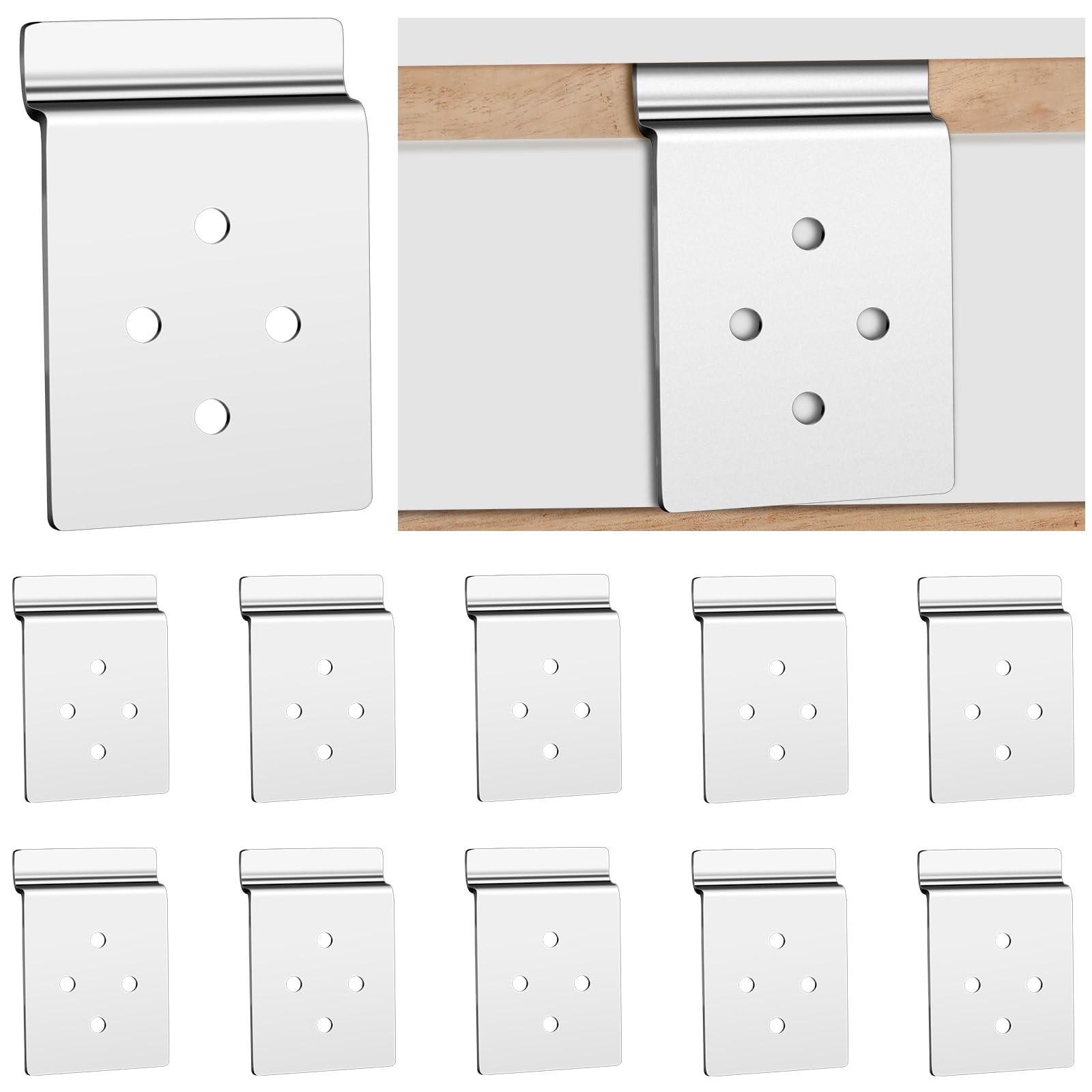 10 PCS Slatwall Metal Plate Mount Backplate Mounting Adapter Bracket Silver