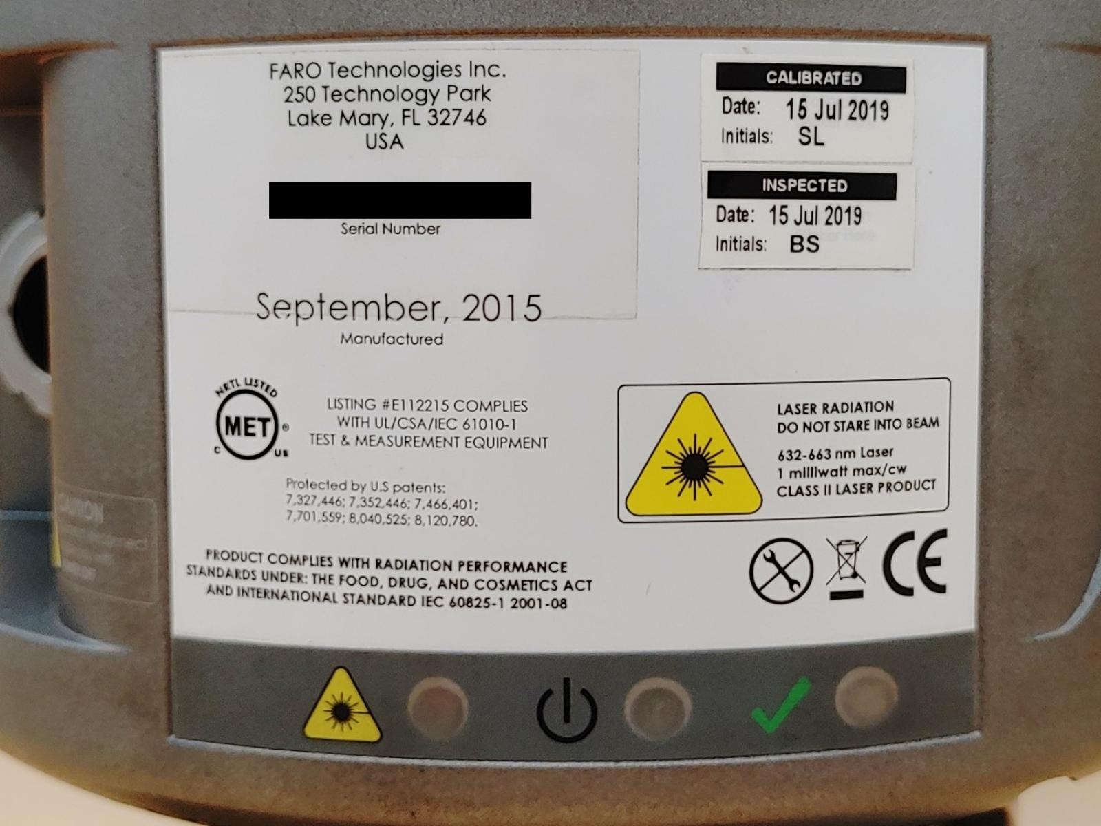 FARO 2015 Vantage Laser Tracker - Unit Only - No Cables/Accessories