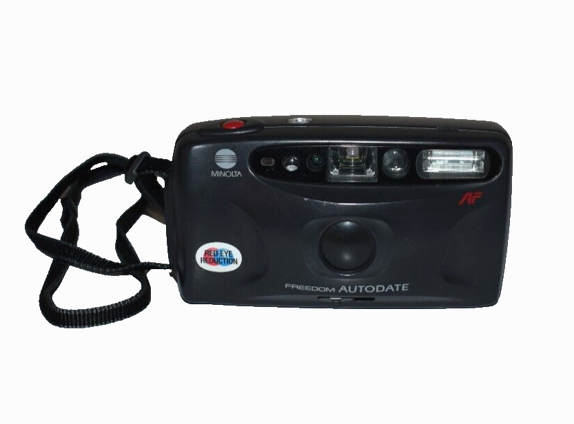 Minolta Freedom AutoDate Point & Shoot AF 35mm Auto Film Camera Black Works