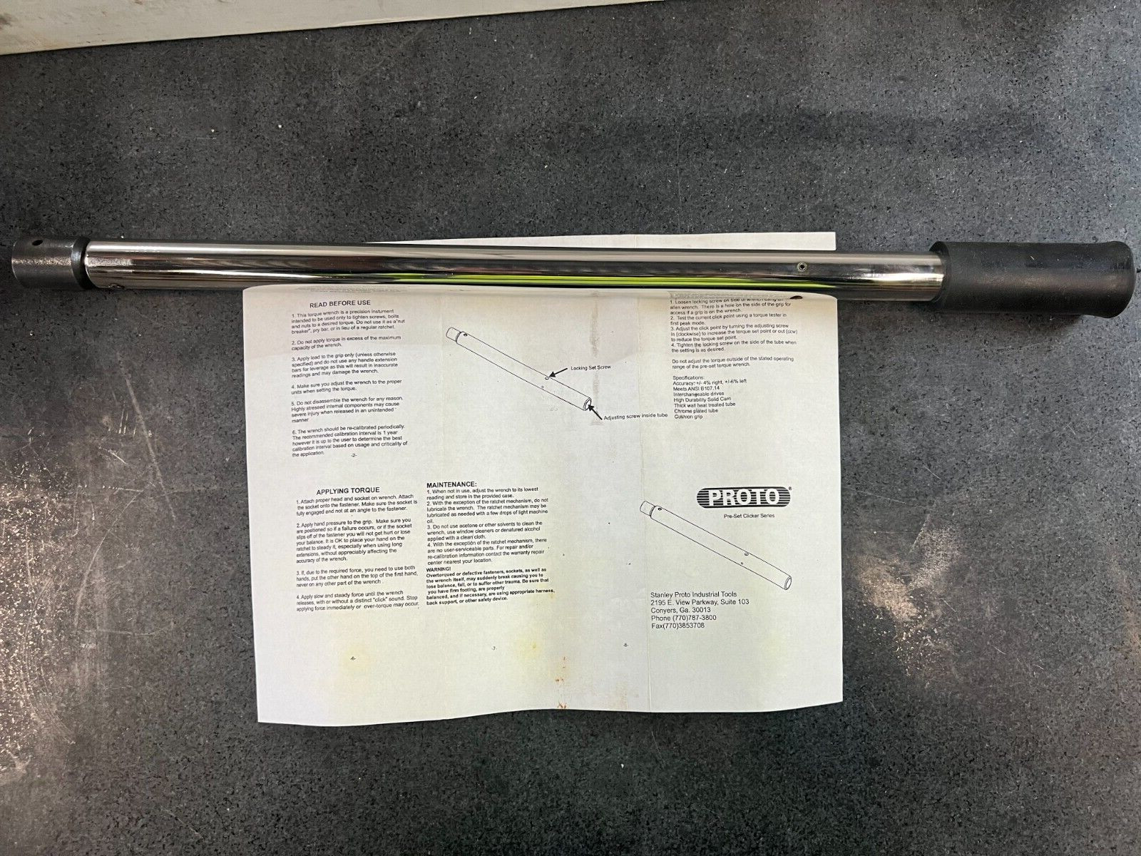 PROTO PRE-SET INTERCHANGEABLE HEAD TORQUE WRENCH ASSEMBLY 45-150 FT-LBS