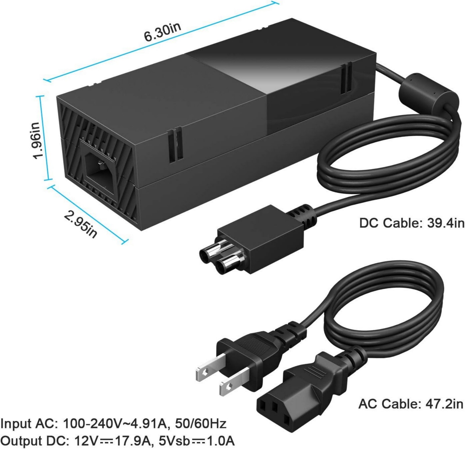 Xbox One 500GB Power Adapter Global Voltage Safe Quiet LED Indicator US Cable