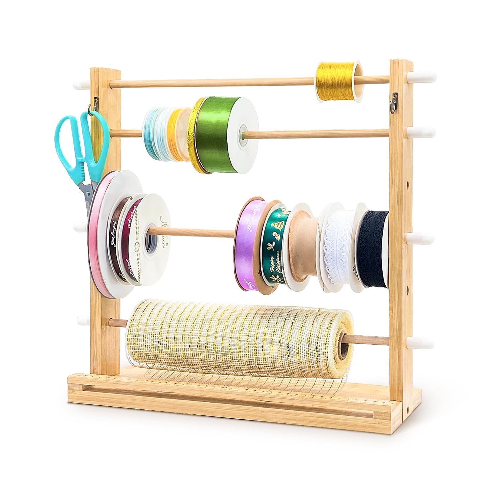 Wooden Ribbon Display Holder-Adjustable Spacing, Washi Tapes, and Sewing...