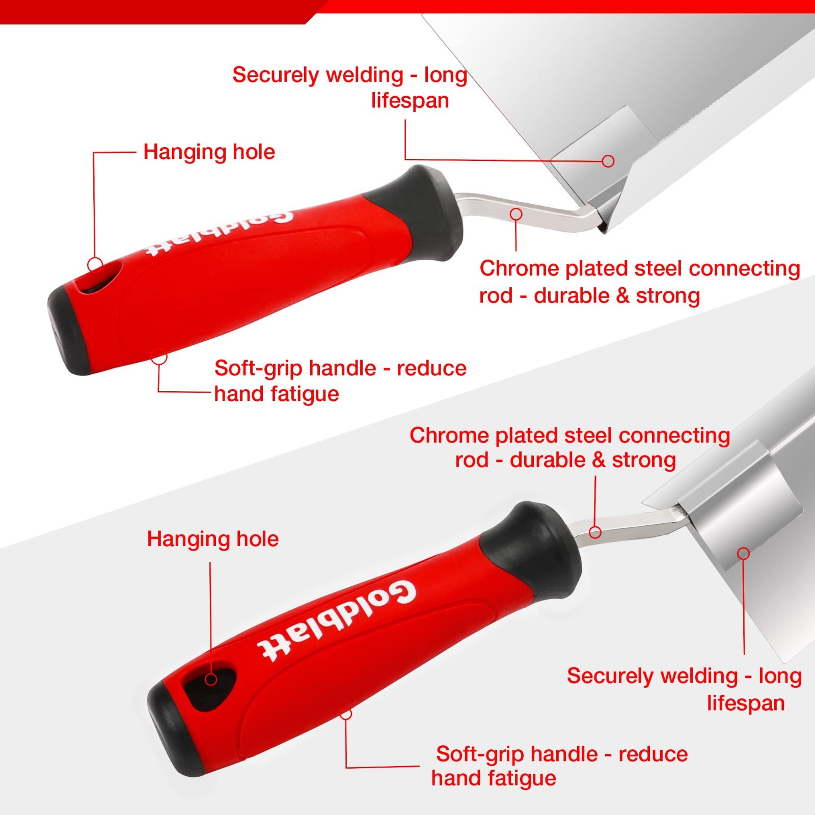 2-Piece Drywall Corner Tool Set - 5" Outside & 3.5" Inside Knives, Soft Grip Han