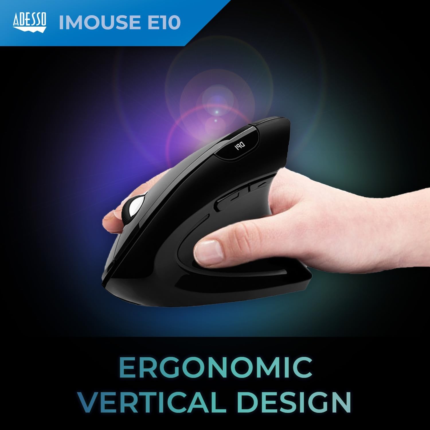 Adesso iMouse E10 Vertical Ergonomic Optical 6-Button Mouse, Black black