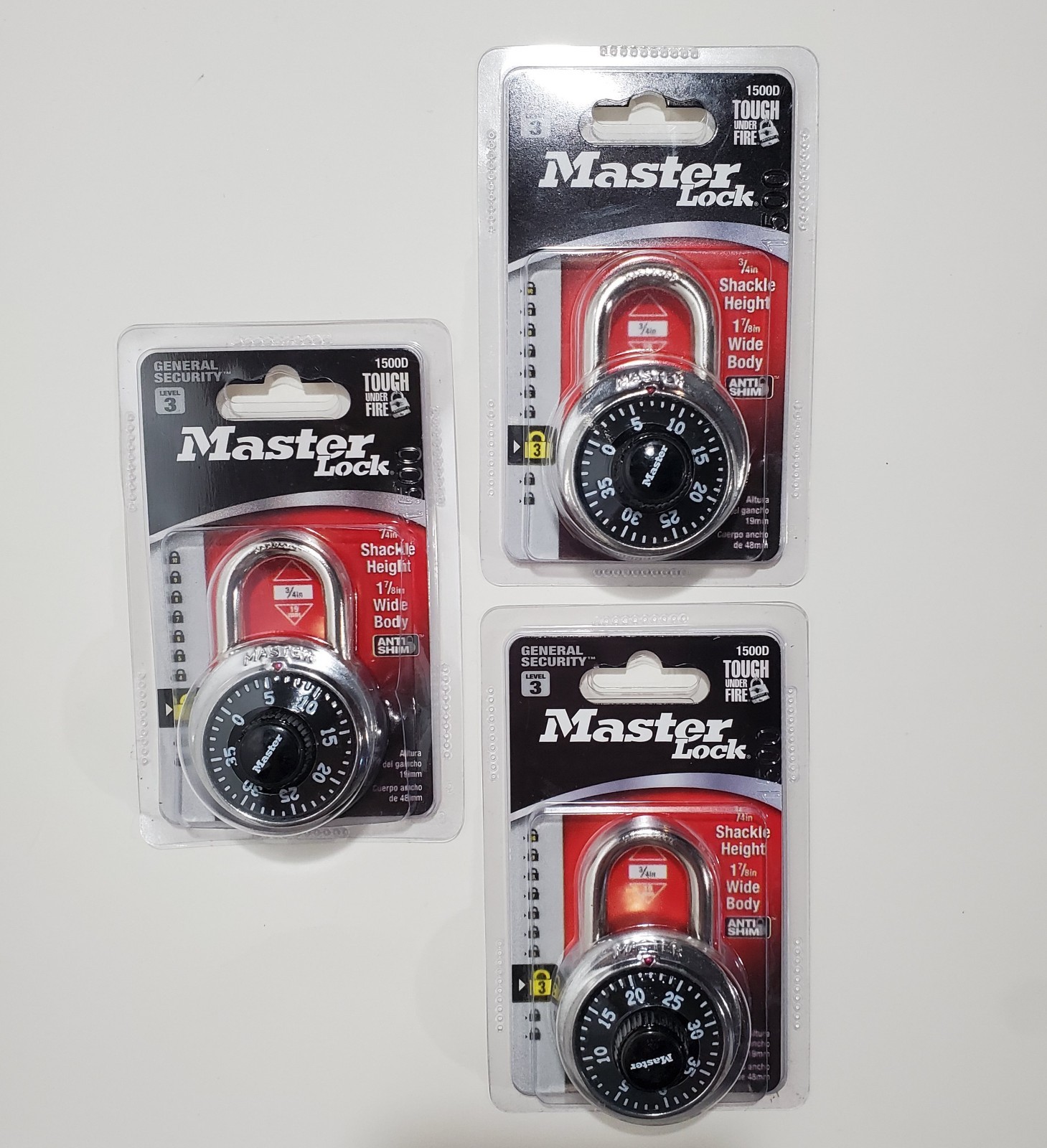 3 Master Lock Combination Padlocks Anti Shim School Locker Bike Bag