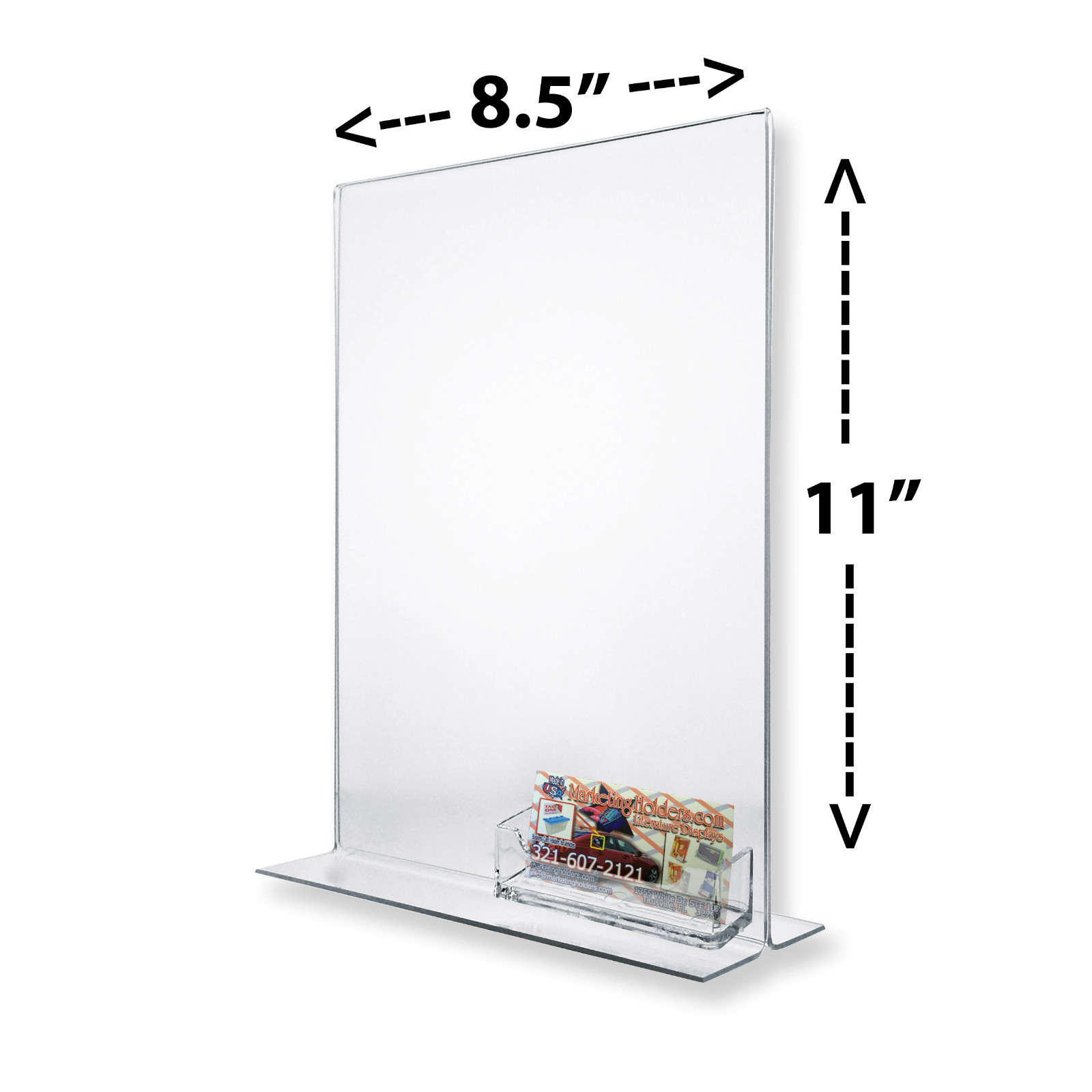 8.5"W x 11"H Clear Acrylic Table Sign Display Frame with Card Pocket (Lot of 6)