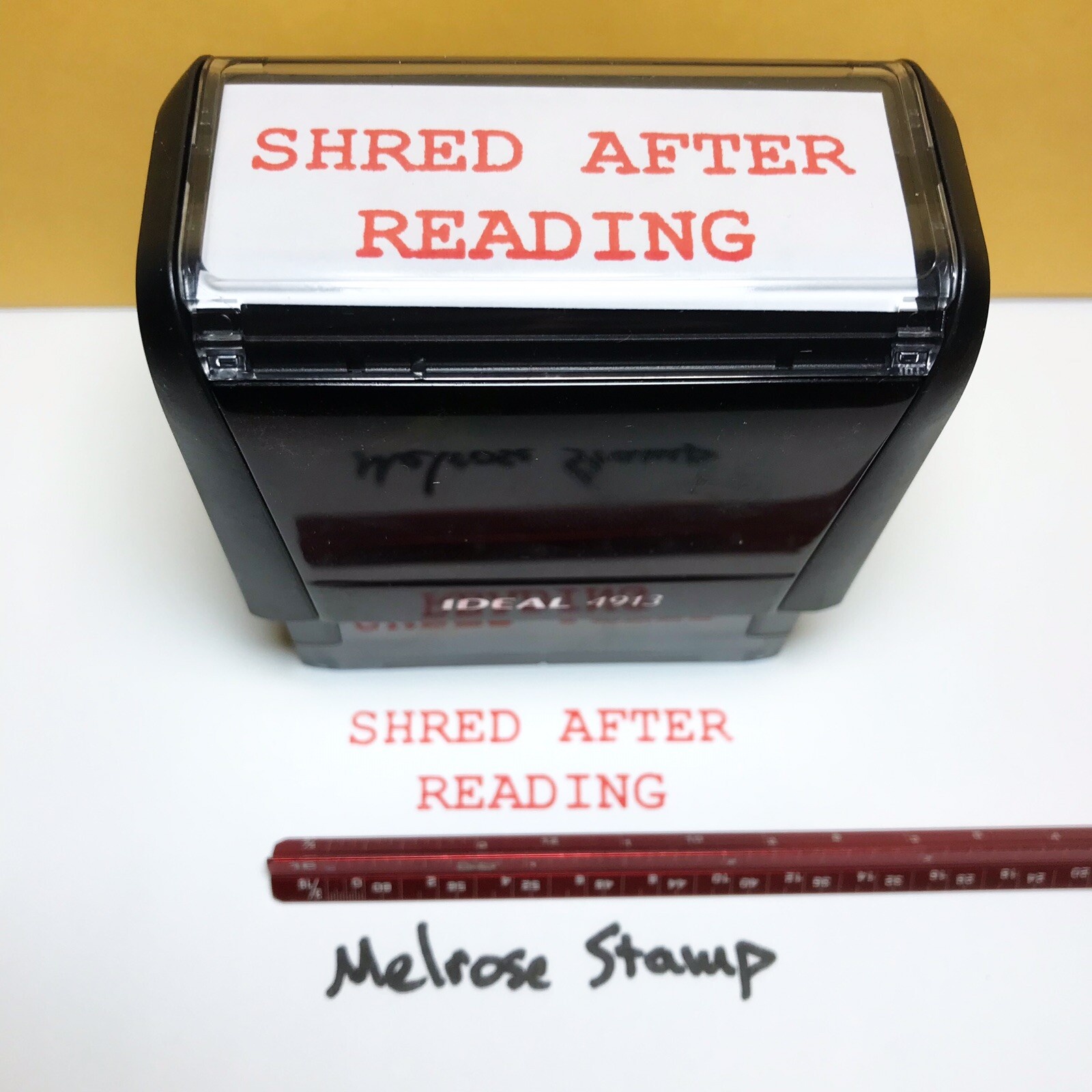Shred After Reading Rubber Stamp Red Ink Self Inking Ideal 4913