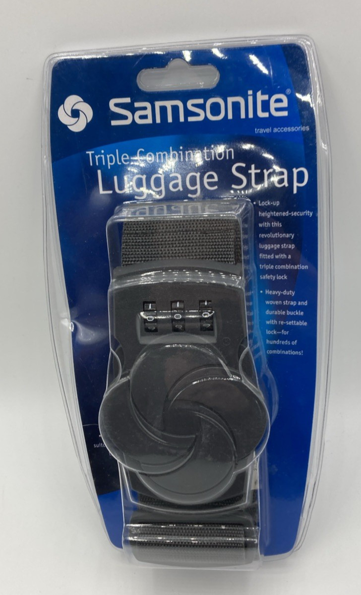Samsonite Triple Combination Lock Luggage Strap Suitcases Up To 72” New