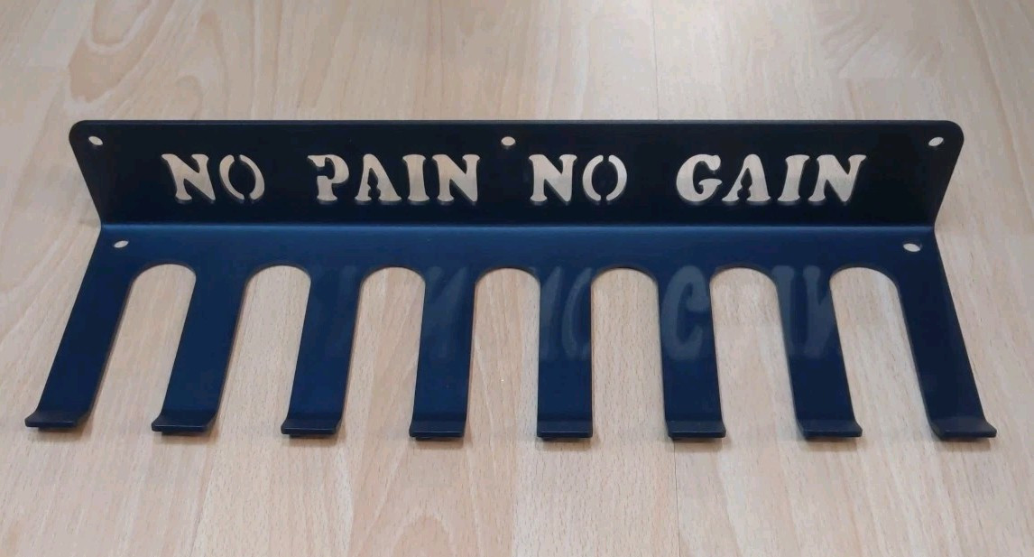 Gym Fitness Belt & Band Hanger Organizer Accessory Rack No Pain No Gain