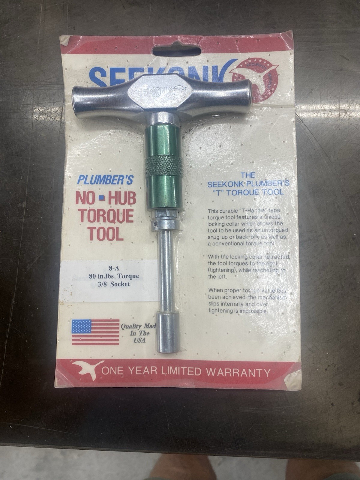 Seekonk 8A Torque Wrench T-Handle 3/8in 80lb Green Sleeve