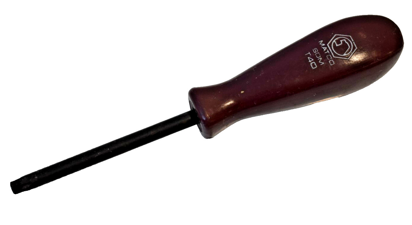Matco Tools SDMT40 T40 TORX Screwdriver USA Maroon Plastic Handle 7.5" Length